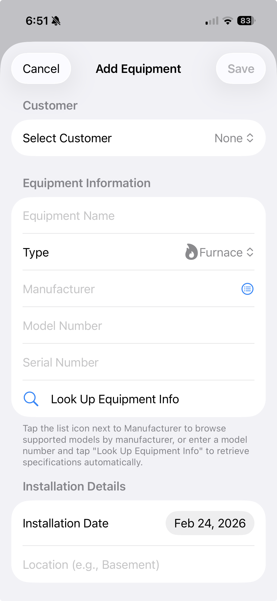 Add Equipment